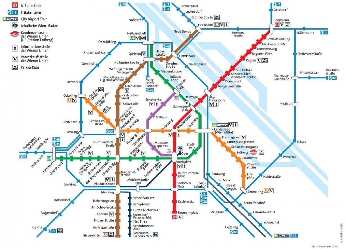 Viena, Áustria mapa do metrô