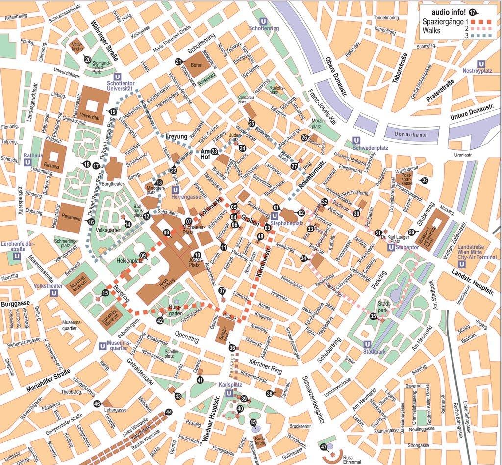 Mapa do centro Áustria Viena