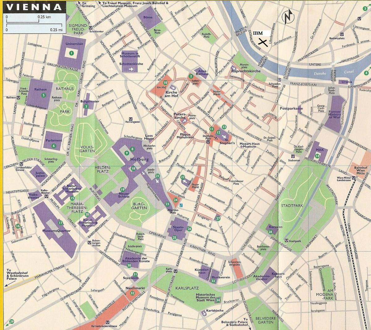 Mapa de lojas de departamento em Viena 