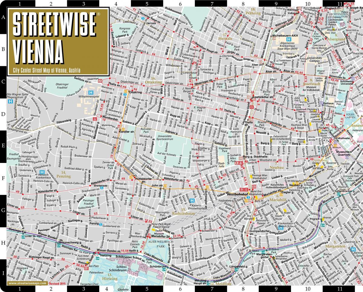 mapa de ruas da cidade de Viena, Áustria