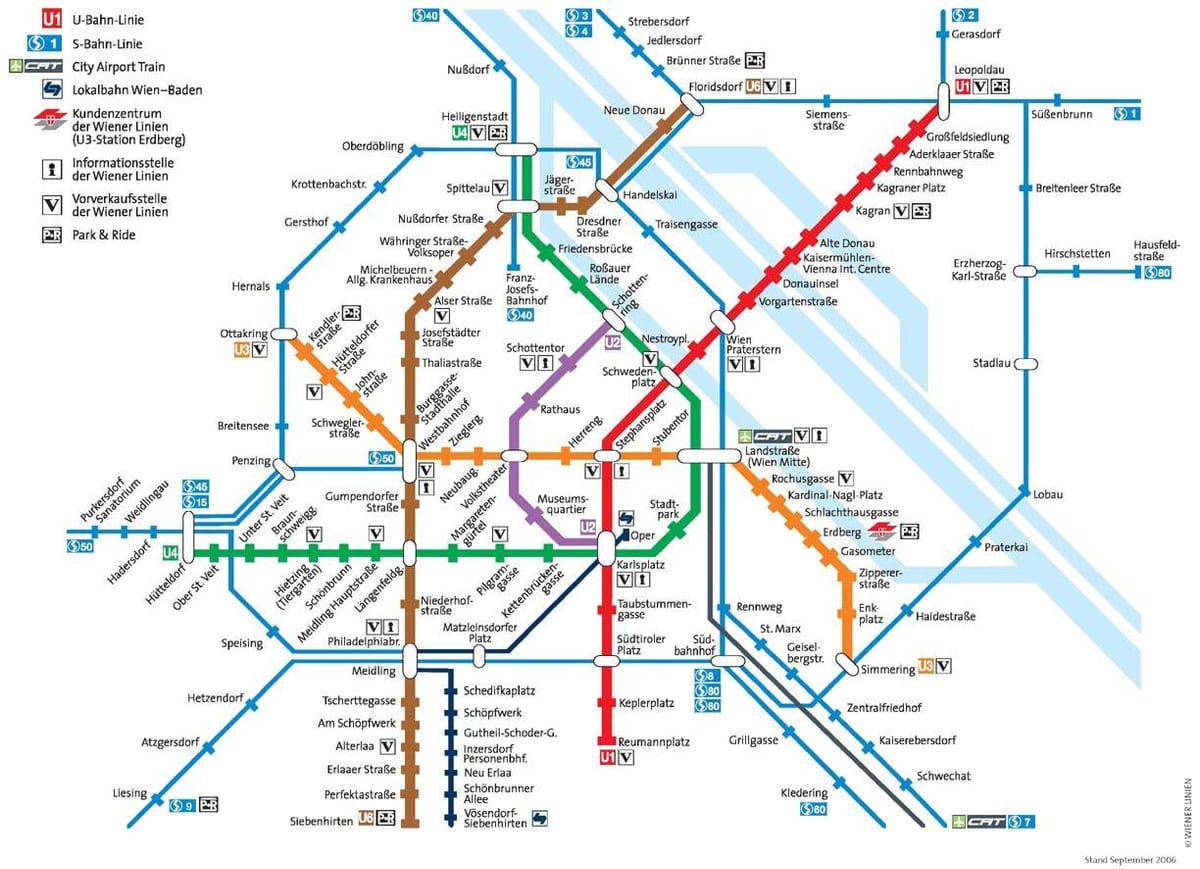 Viena mapa do metrô de tamanho completo