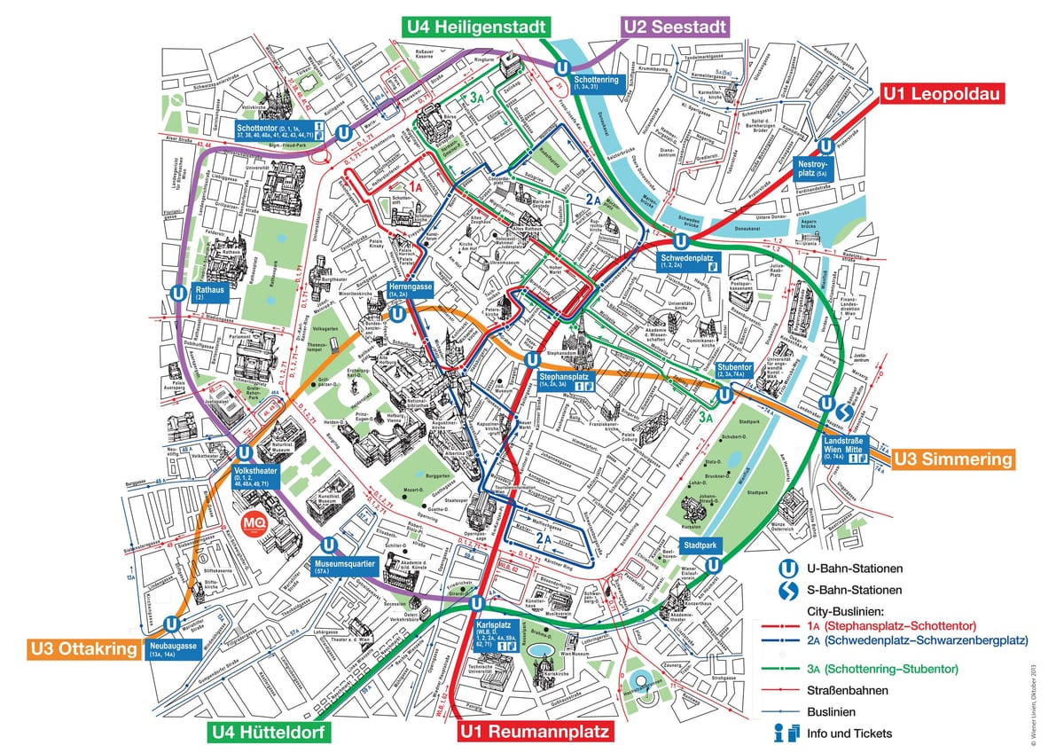 Viena, cidade do interior mapa turístico