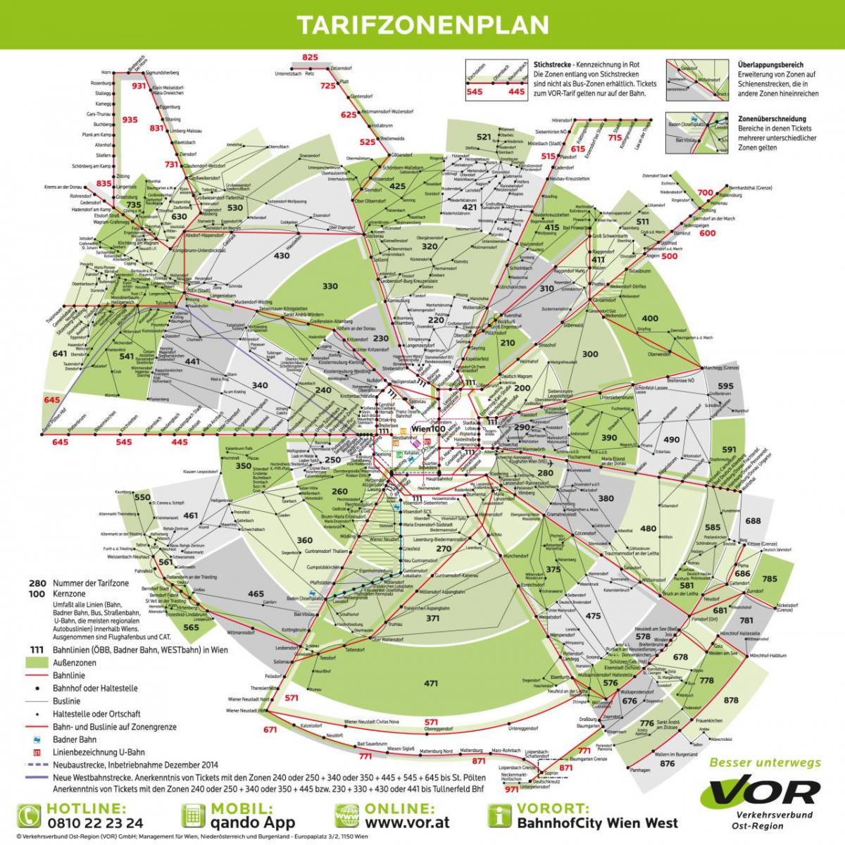 Mapa do metro de Viena zona 100