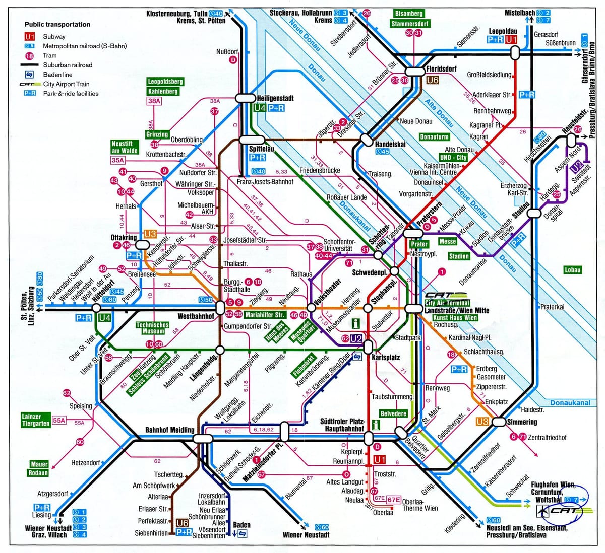 Mapa de Viena, Áustria trem