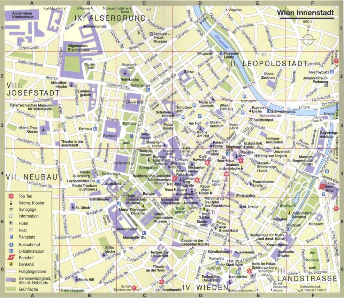 Mapa turístico da cidade de viena