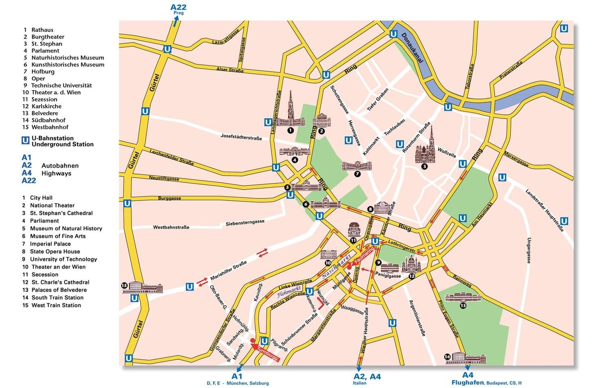 Mapa de Viena anel rodoviário