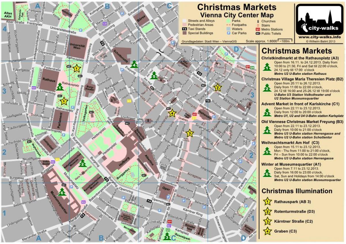 Mapa de Viena mercado de natal