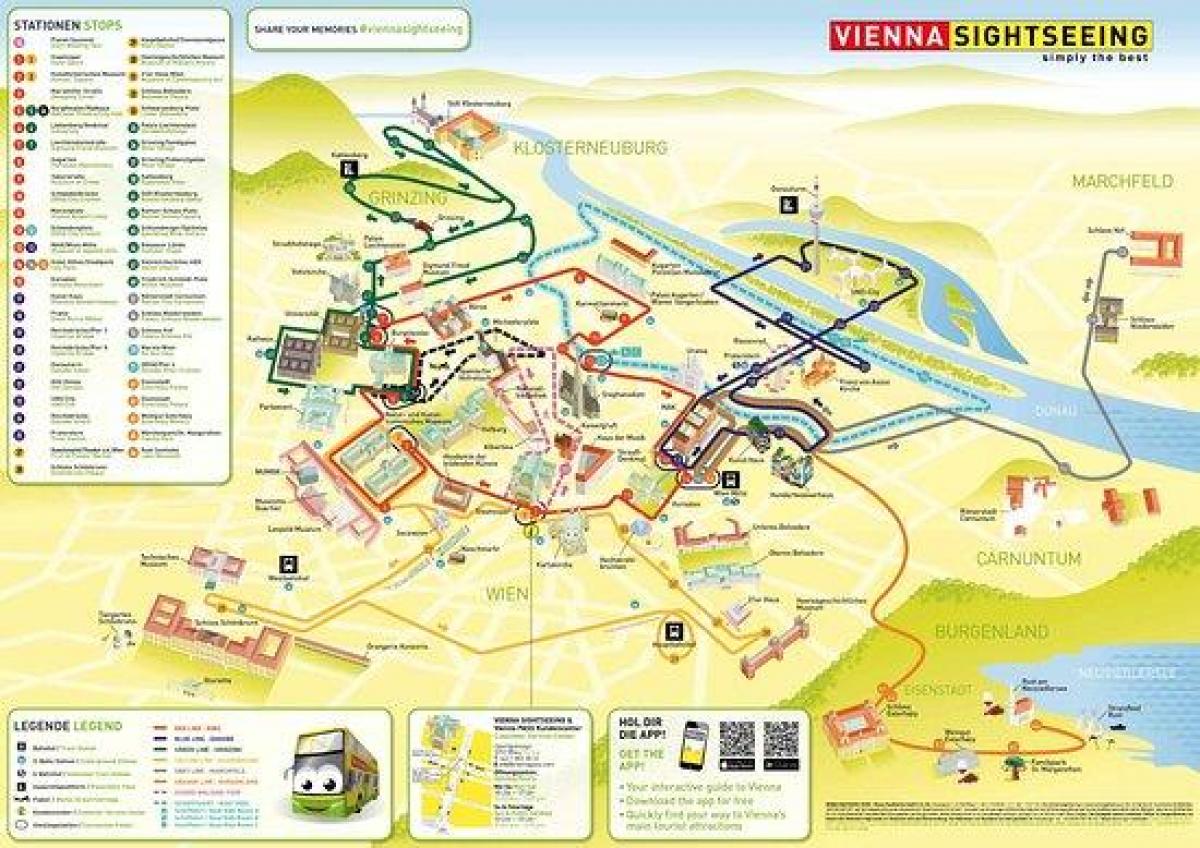 Mapa de Viena de ônibus de excursão