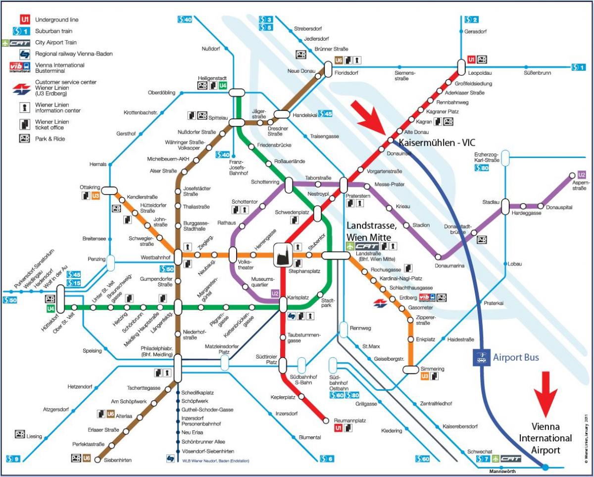 Mapa de Wien mitte estação