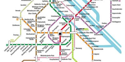 Cat cidade de trem do aeroporto de Viena mapa