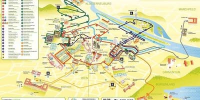 Mapa de Viena de ônibus de excursão
