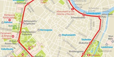 Viena anel de eléctrico mapa de rotas